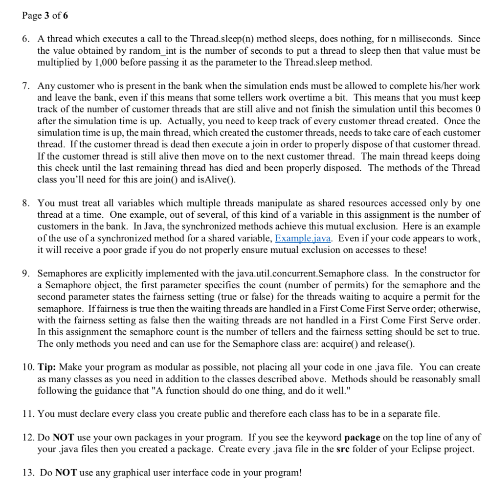 code in java thankyou! Bank Semaphore Assignment Overview One interesting class of
