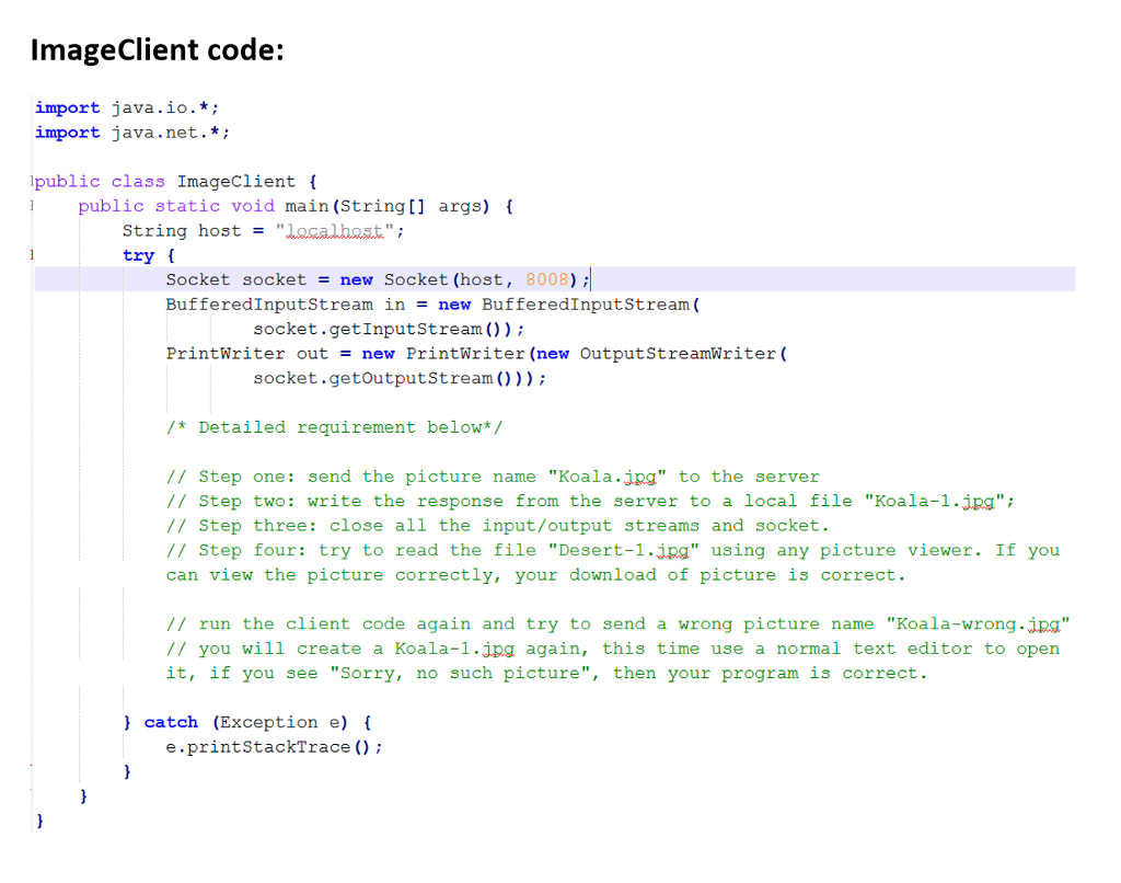 requirement: 1. A client ask for a picture from a server 2.