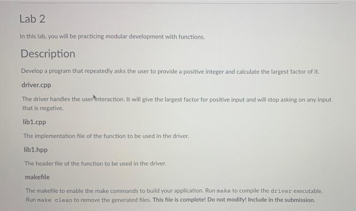  Lab 2 In this lab, you will be practicing modular development
