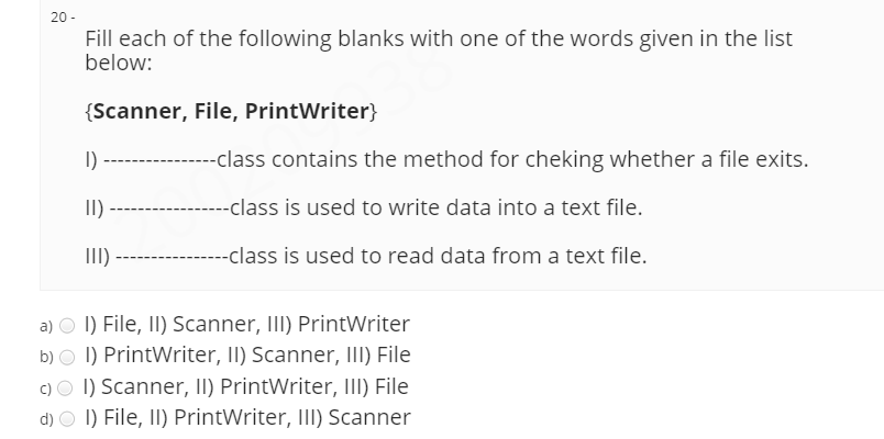 Object Oriented Programming 20 - Fill each of the following blanks with
