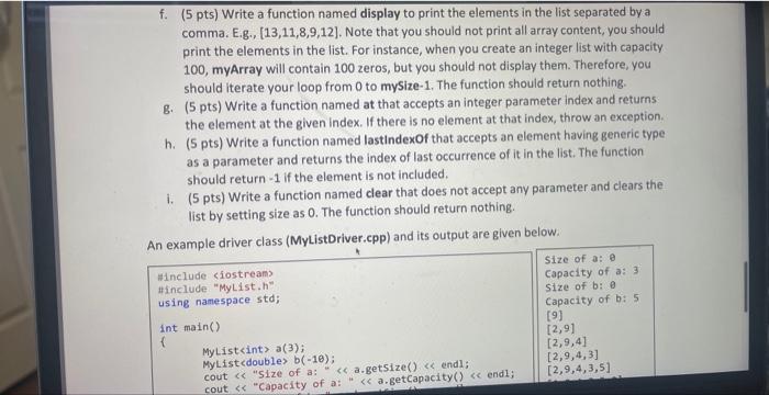 an array named myArray. Since this class will be a template class,