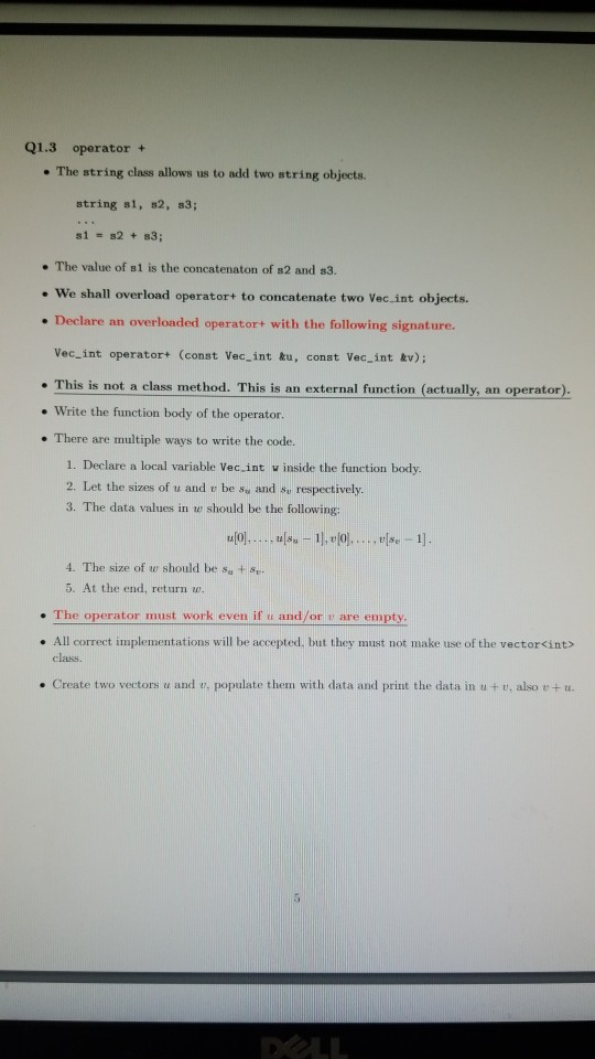 the class Vec.int. class Vec int ( public Vec int (O; Vec