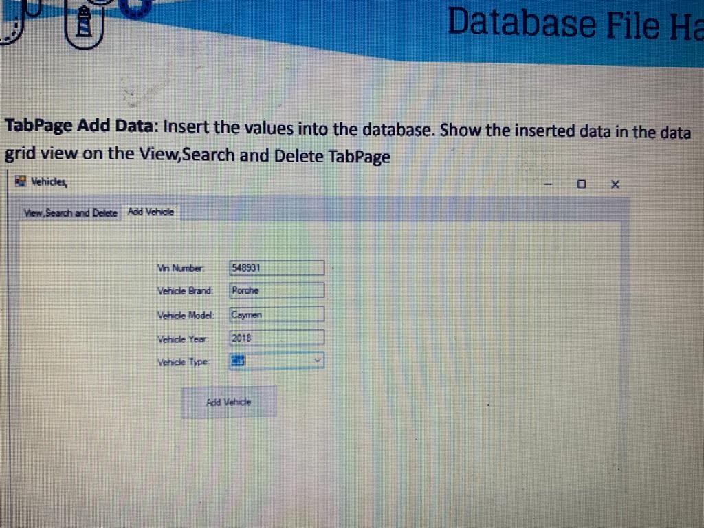 Car Kombi SUV Bakkie NULL Create the following interface: Vehicles View arch