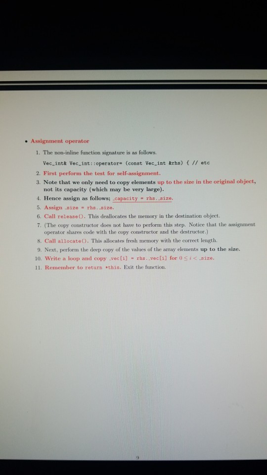 allocated array as for vectorsint>, . The data menbers capacity and size