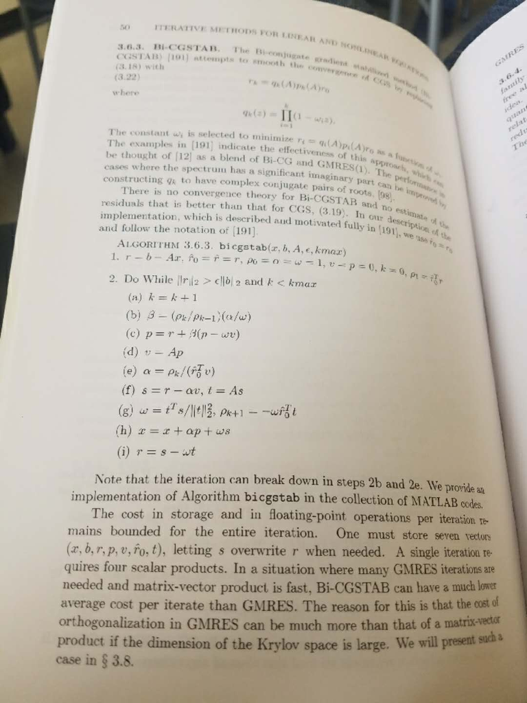 topic is using the BiCGSTAB to solve linear equation(numerical method problem). See