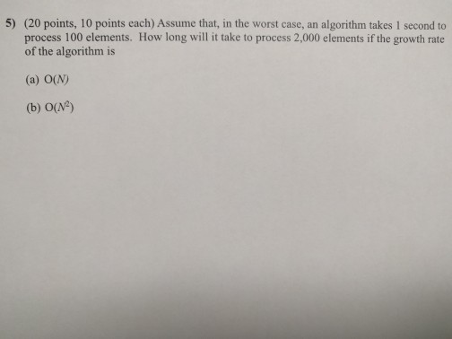 Assume that, in the worst case, an algorithm takes 1 second