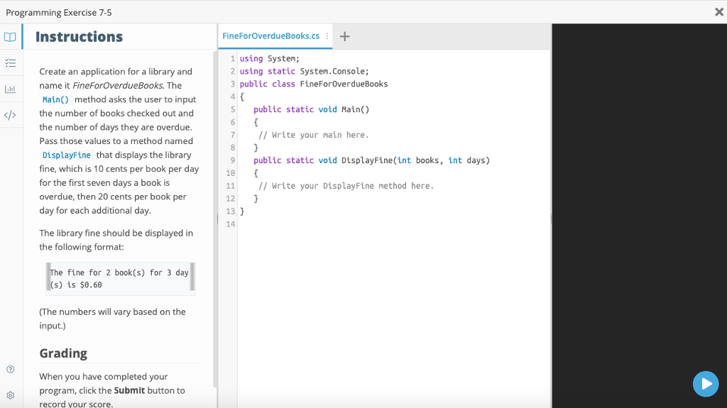 Please help me to solve this problem. c# language Programming Exercise 7-5