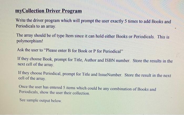 parent, should be an abstract class called Item. The other two classes,