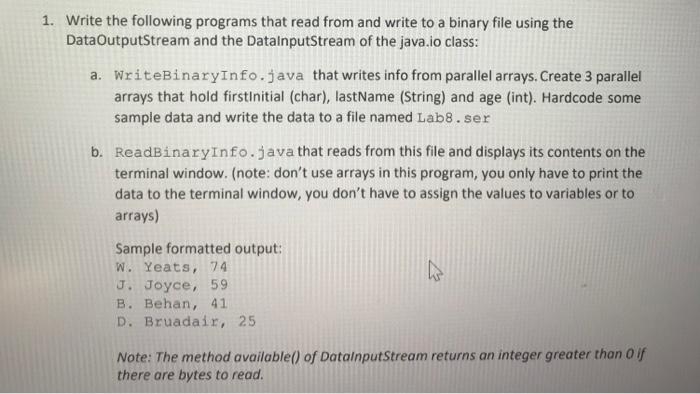 Help code program in Java 1. Write the following programs that read