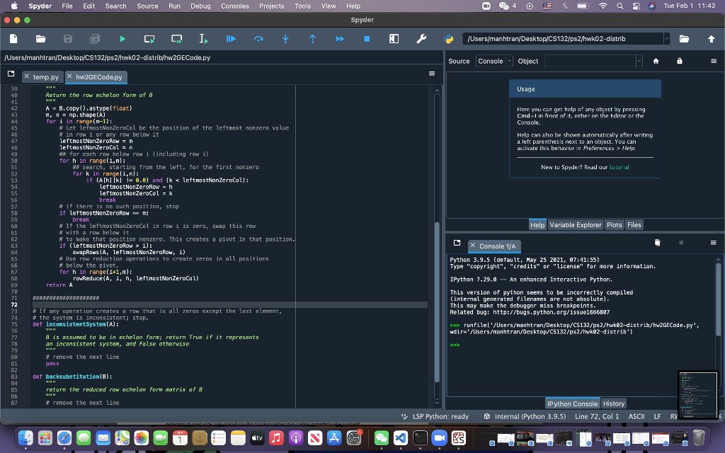 elimination. Your job is to provide the rest of the code and