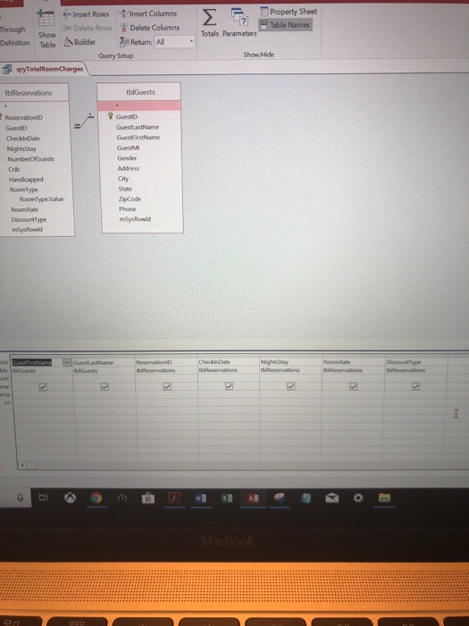  This is in Microsoft Access Use the data in tblReservations and