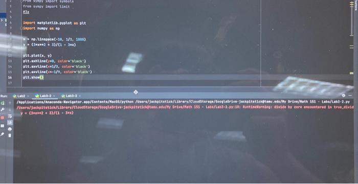 PYTHON For 3a, what is causing the divide by 0 error?