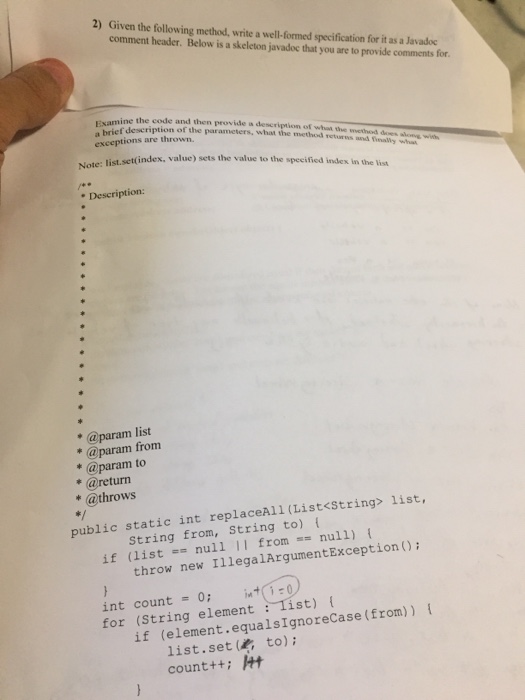  Given the following method, write a well-formed specification for it as