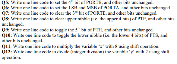  Q5: Write one line code to set the 4th bit of