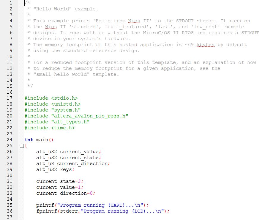 HELP WITH PROGRAMMING IN C USING NIOS II IDE FOR DE2-115 FPGA!