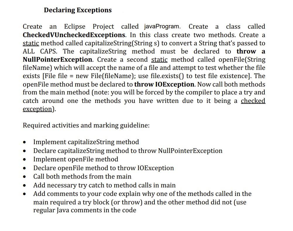 Can you please help me to solve this java program Create an
