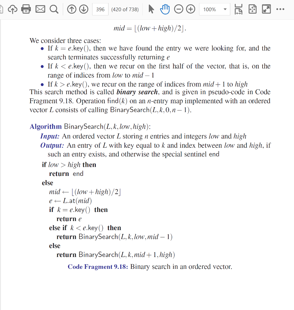 Write one C++ function for the Binary Search algorithm based on the