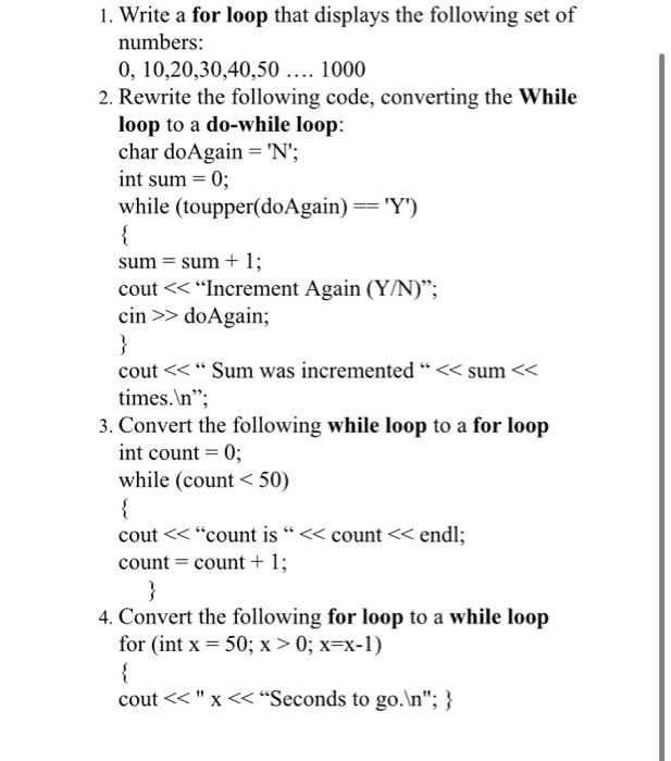  please write the code so i can run 1. Write a
