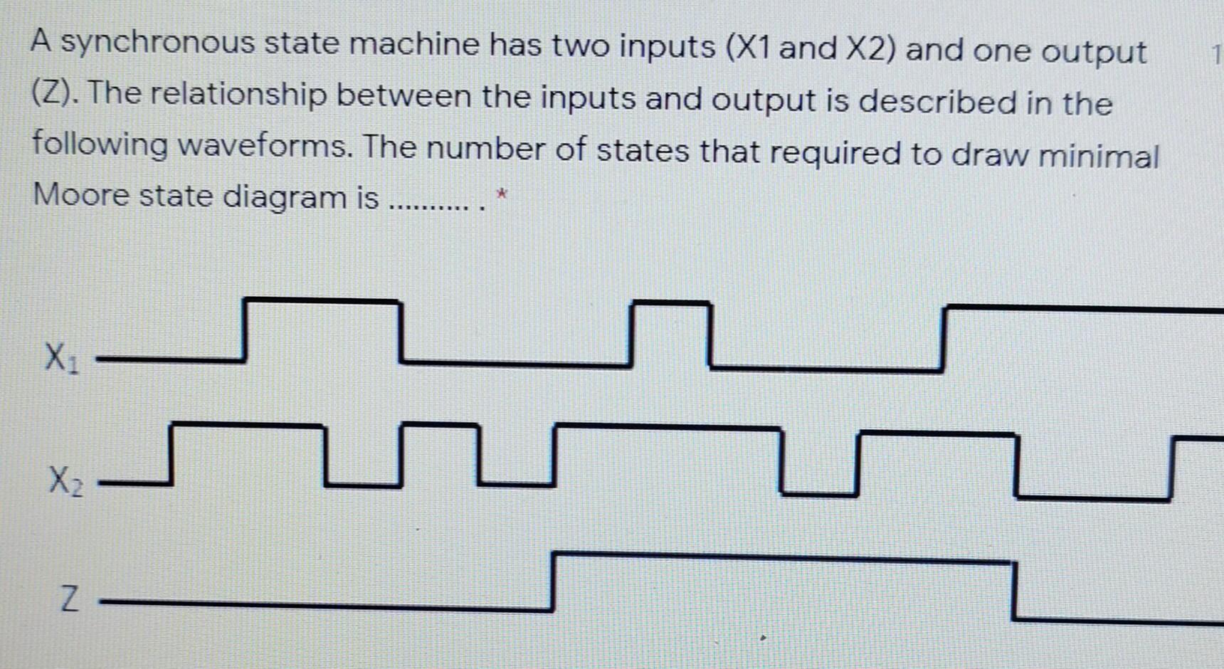  i need solution quickly 1 A synchronous state machine has two