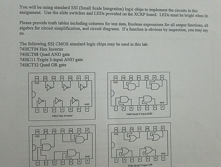  You will be using standard SSI (Small Scale Integration) logic chips