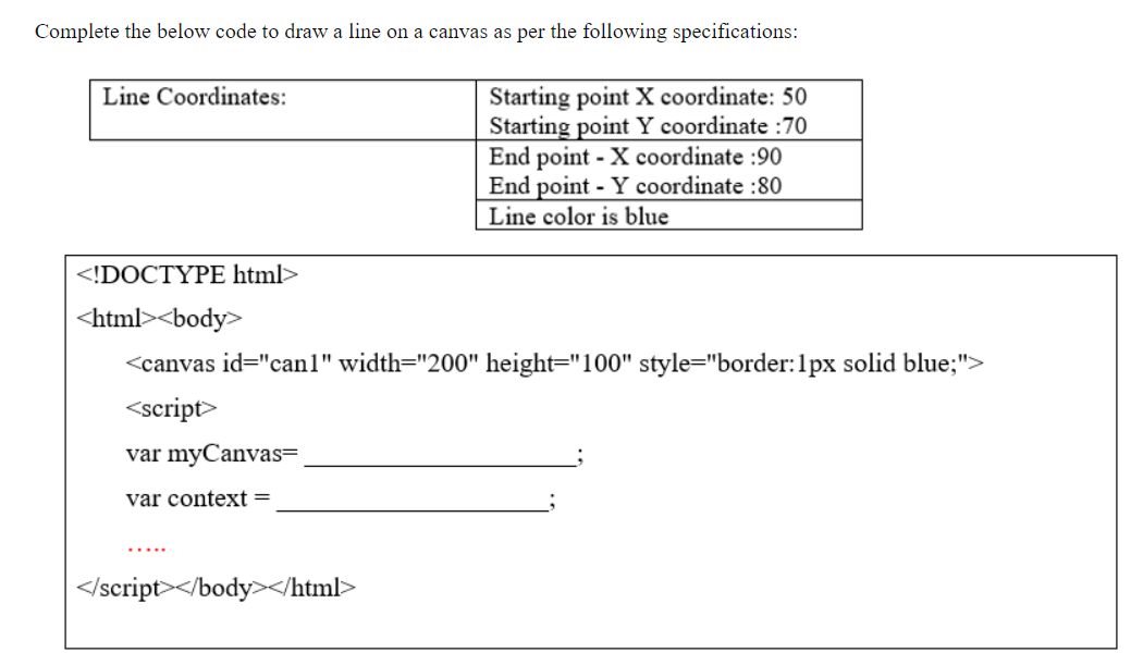  this is web development course Complete the below code to draw