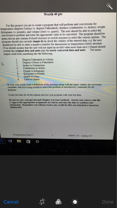  For this project you are to create a program that perform