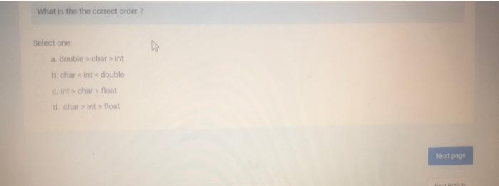  What is the the correct order? Select one 2 double chorint