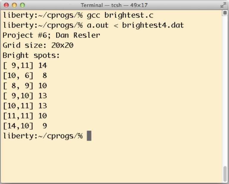 1 Overview Write a C program that detects and reports on areas