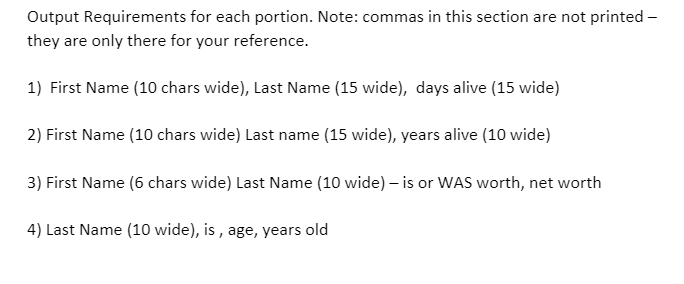 a C++ program calculate data from some of the most influential people