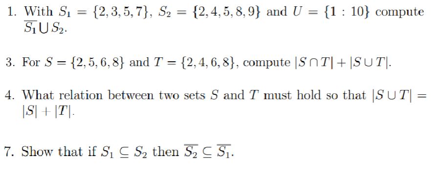  What relation between two sets S and T must hold so