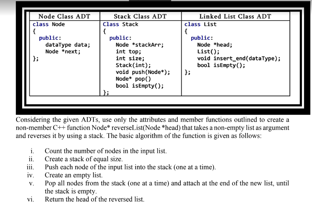  Stack Class ADT Class Stack Node Class ADT class Node {