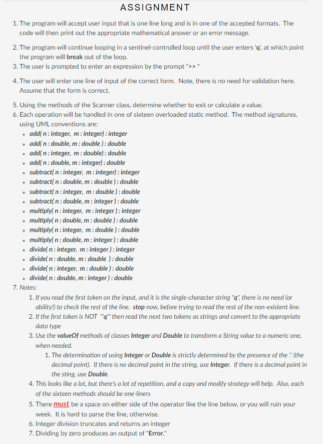 The calculator will handle simple mathematical expressions of one of the four