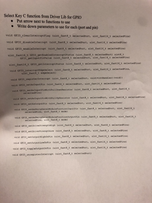  Select Key C function from Driver Lib for GPIO Put arrow