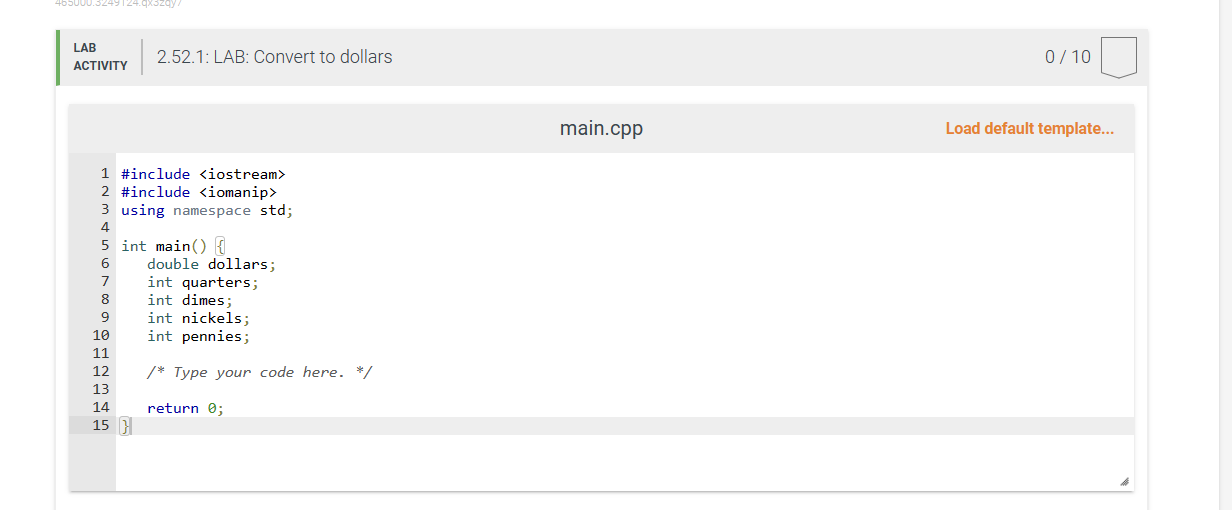of quarters, dimes, nickels and pennies, output the total amount as dollars