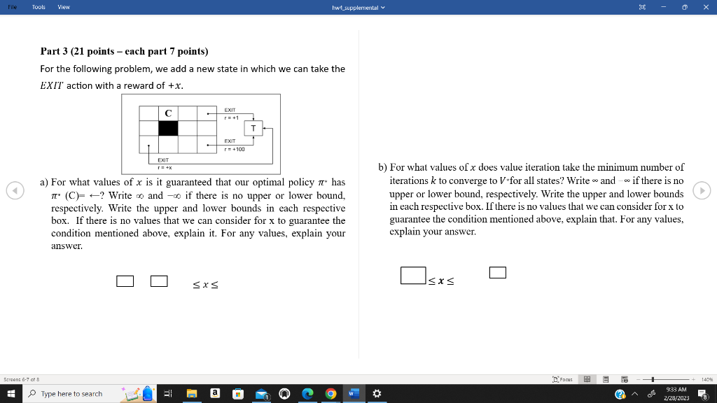 Part 3 (21 points - each part 7 points) For the