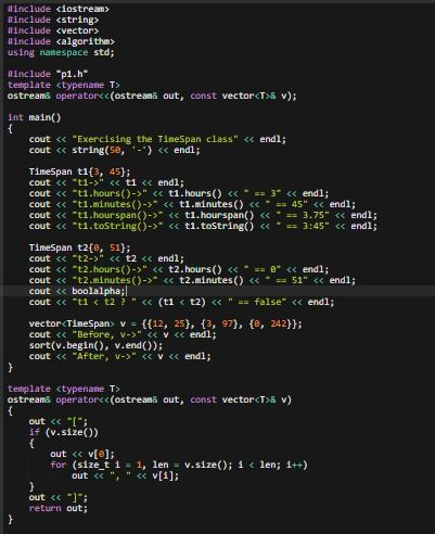 complete class client. cpp 1 TIMESPAN Define a class named Timespan. A