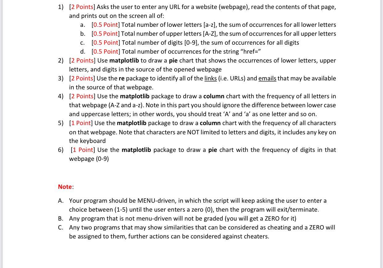  1) [2 Points] Asks the user to enter any URL for