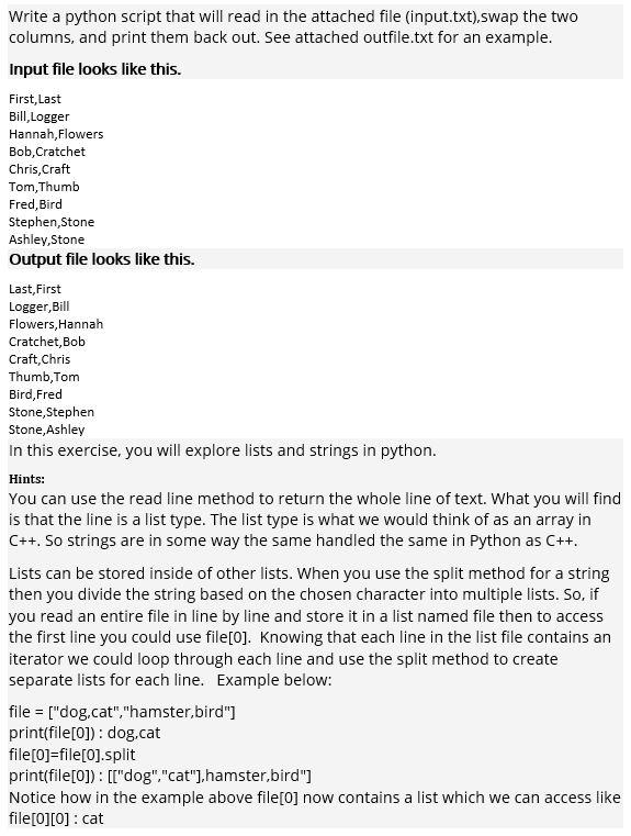 How would you solve this problem in python? Write a python script