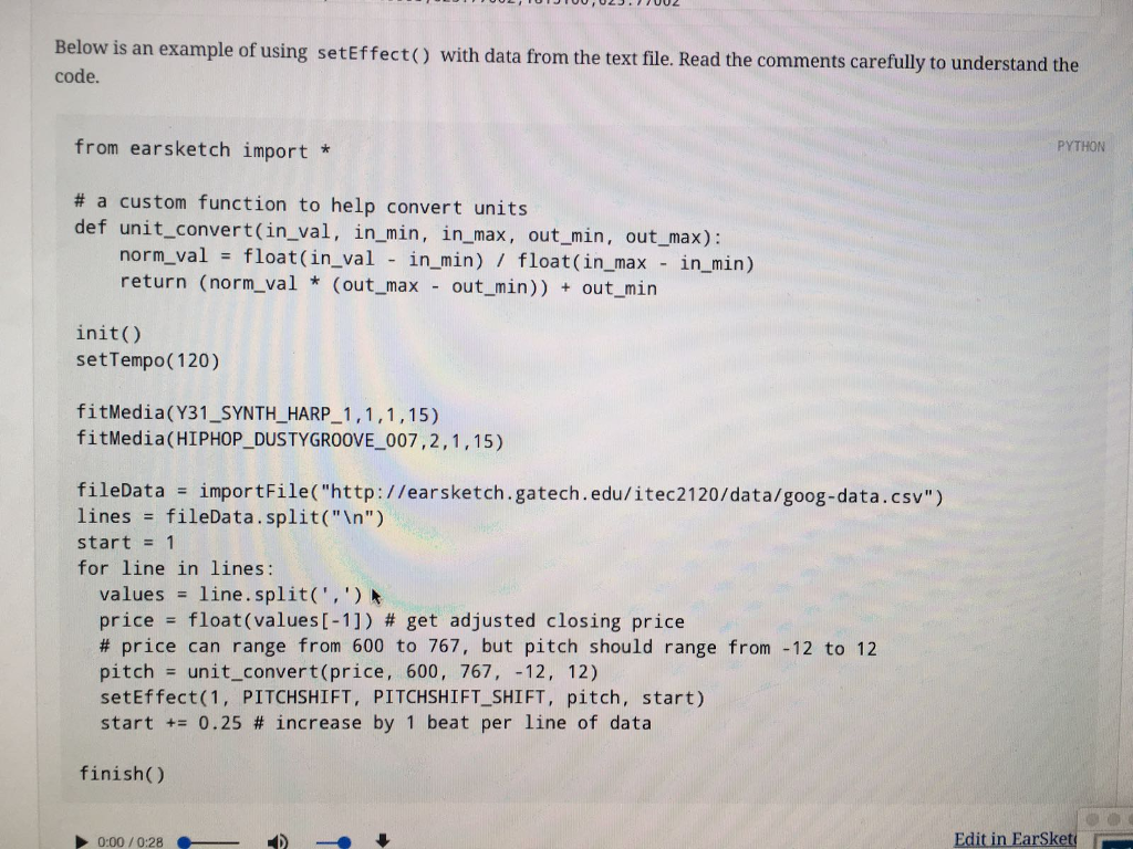  Below is an example of using setEffect() with data from the