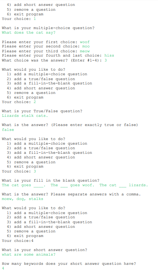 array of answer the user provides. * @return */ public boolean checkAnswer(String[]