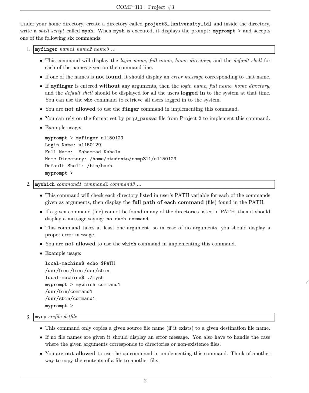 please solution please solution as soon COMP 311 : Project #3