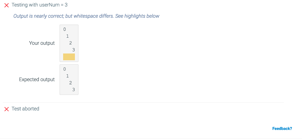 C programming .. Print numbers 0, 1, 2, ..., userNum as shown,