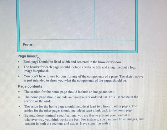 image below. Project 1: Two columns with header and footer This project
