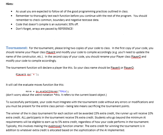 B. In Part A you will build a Board class that will
