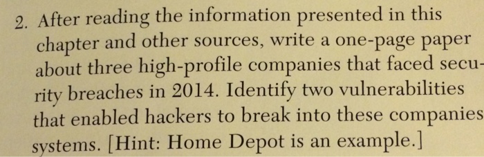  2. After reading the information presented in this chapter and other
