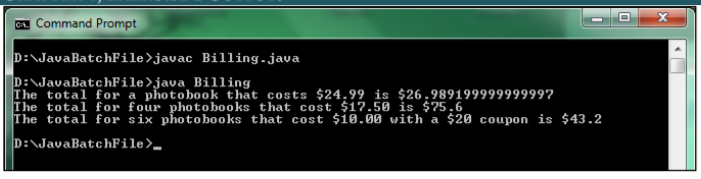 methods for a photo book store. When computeBill() receives a single parameter,