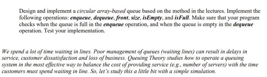  java pls Design and implement a circular array-based queue based on
