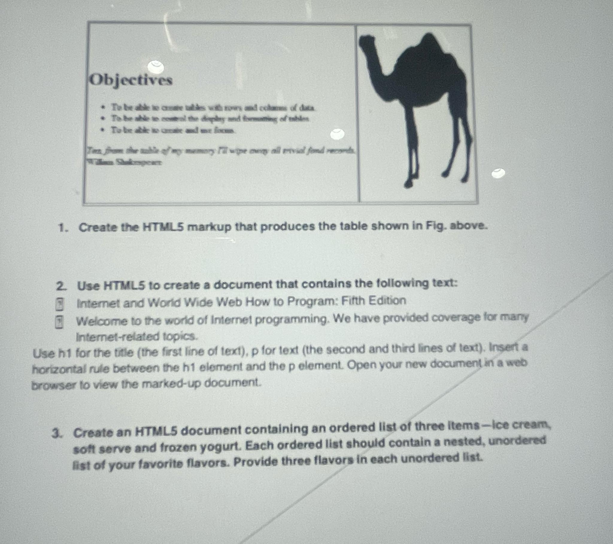  Create the HTML 5 markup that produces the table shown in