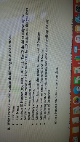  in java Write a Person class that contains the following fields