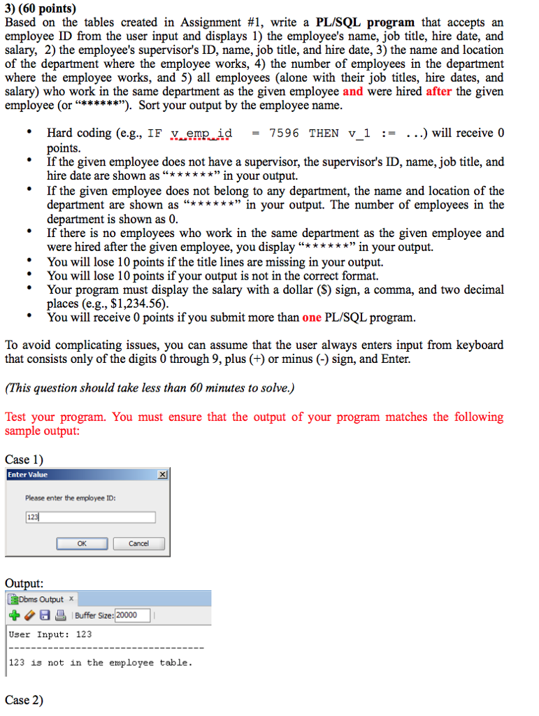 Using this table: CREATE TABLE department ( DEPARTMENT_ID NUMBER PRIMARY KEY, DEPARTMENT_NAME